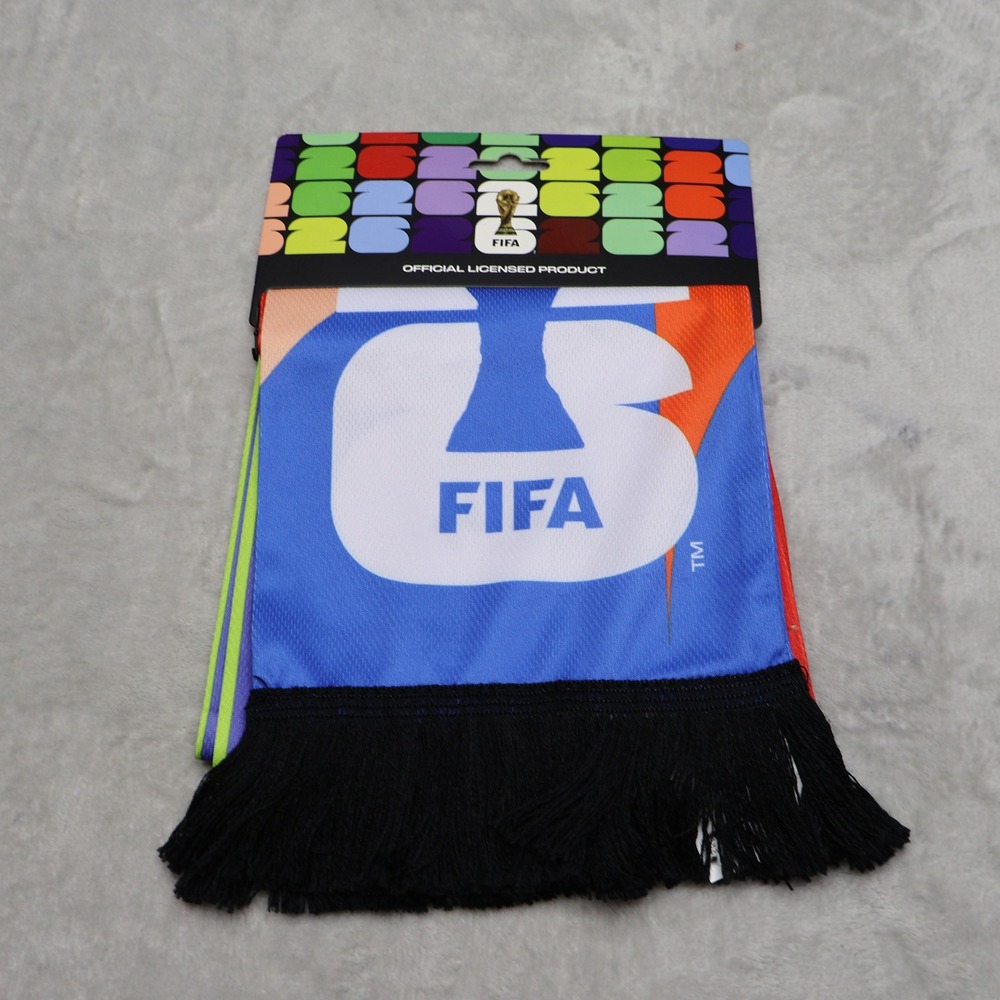 FIFA World Cup 2026 Scarf Unisex One Size Blue Stars Fringe Soccer USA NEW